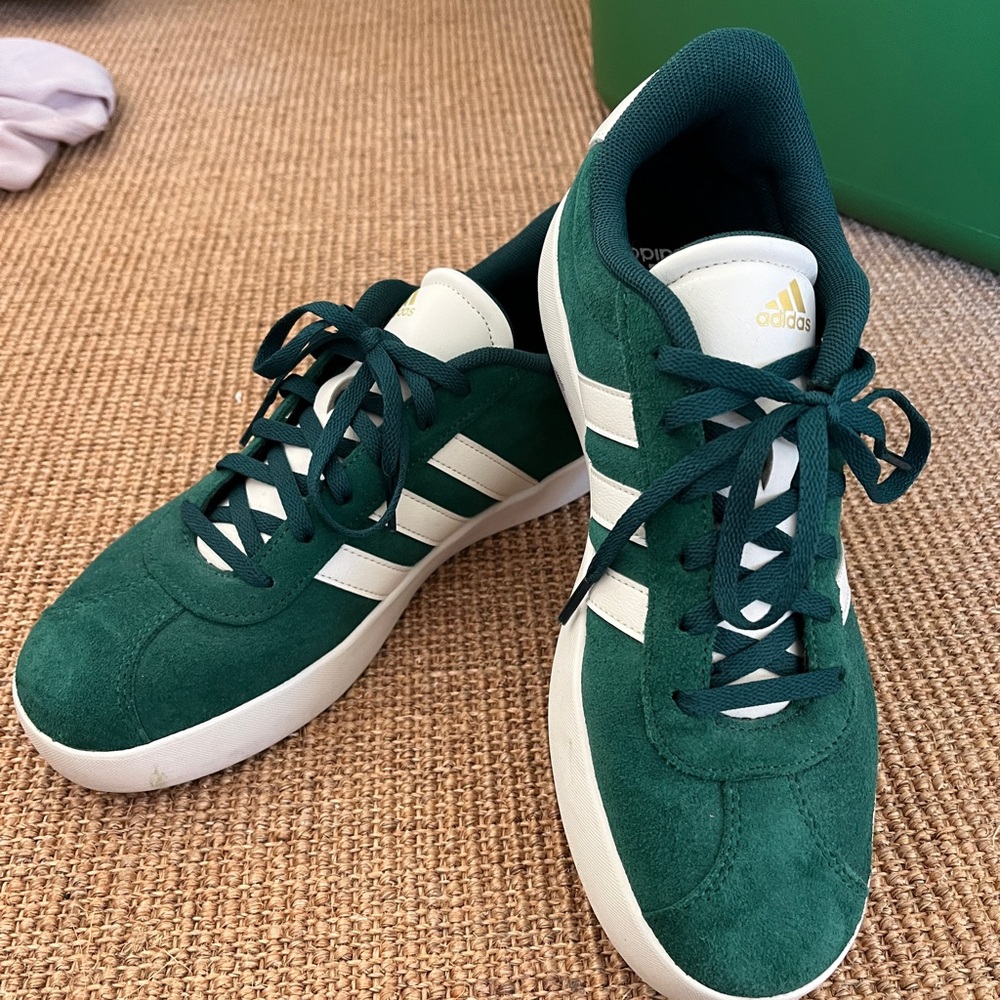 Adidas Forest Green and White Sneakers
